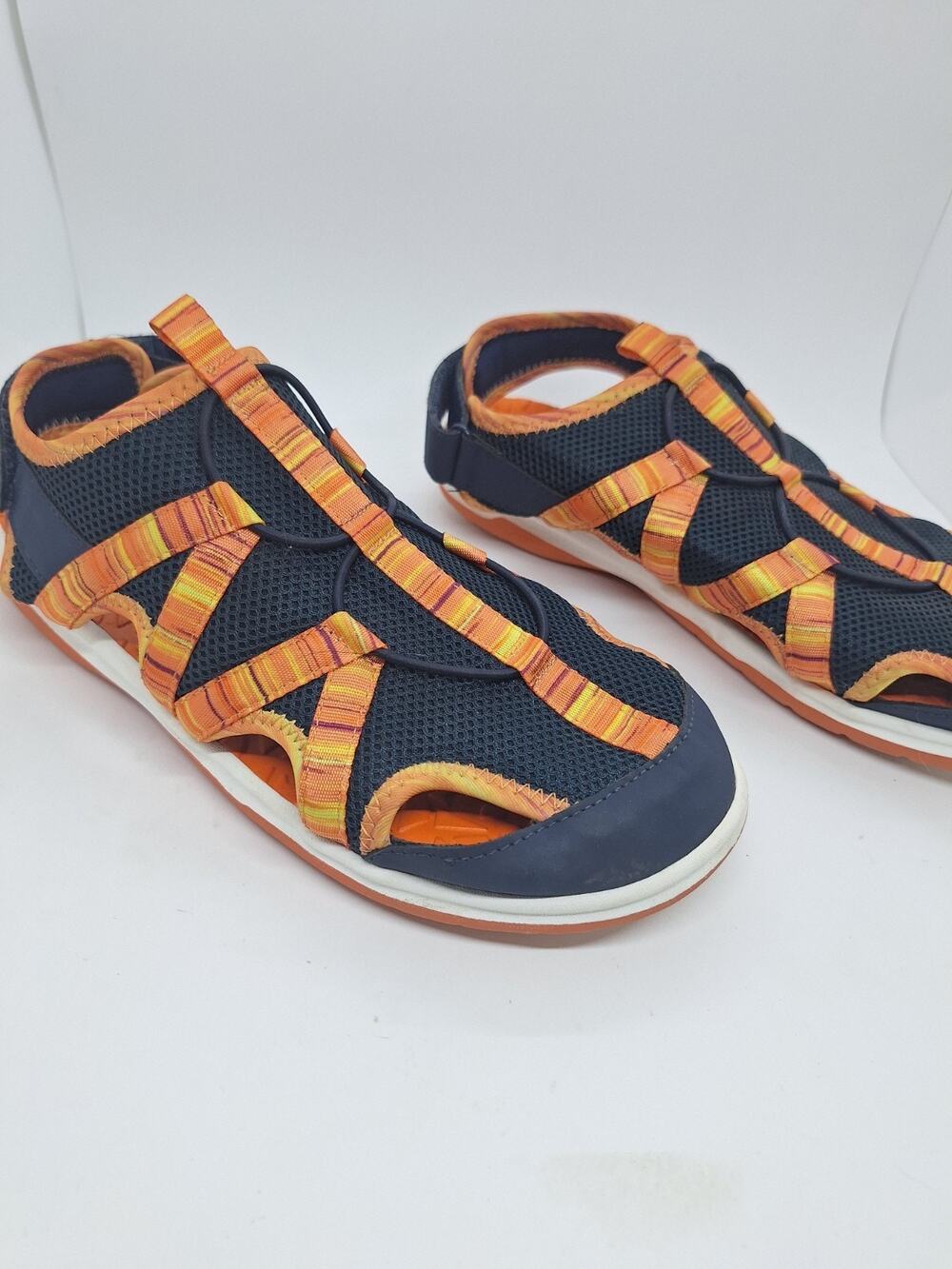 Lands End Water Sandals Youth Womens Size 7 Blue Orange Water Shoes Summer